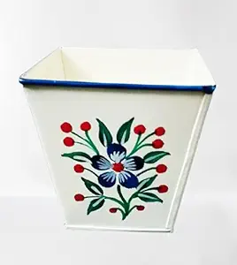 TNZ Creations, Metal Plant Pot has Very Pleasing and Unique Hand Painted Design. Brighten up Your Living Room, Kitchen, Bedroom or Even a Office Desk with This Plant Pot.