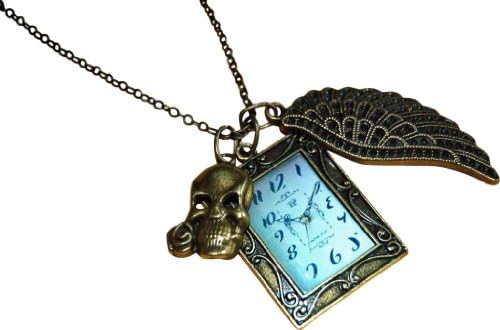 ShoreThing UK Steampunk/Quirky Skull, Rose, Angel Wing Watch Long Necklace : Bronxe