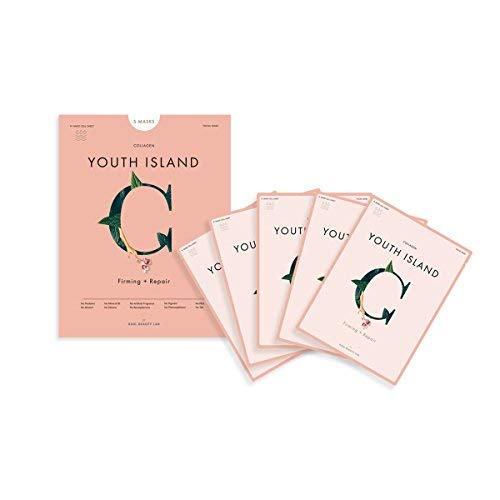 Rael Foglio maschera Youth Island con collagene (5 fogli): Maschera viso rassodante e liftante per linee sottili, rughe e invecchiamento. Ideale per la pelle con segni di invecchiamento precoce