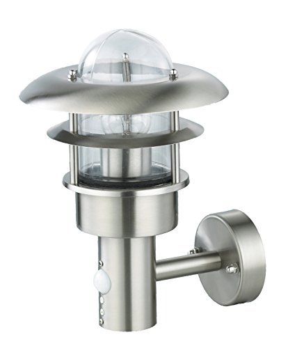 Wandlampe Außenleuchte Außenlampe Pluto Bewegungsmelder Edelstahl IP44 LED geeignet Wandleuchte Lampe