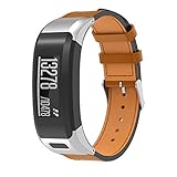 Muium Mode uhrenarmband Herren Luxuxleder-Ersatzarmbanduhr-Bügel für Garmin VIVOsmart HR (Silver)