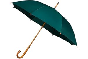 Falconetti Parapluie long femme - Ouverture automatique - Manche et poignée canne bois - Vert Sapin