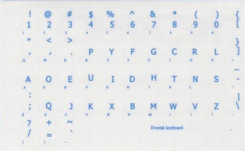 Dvorak transparente Tastaturaufkleber mit Blauen Buchstaben – Geeignet für jede Tastatur - 4
