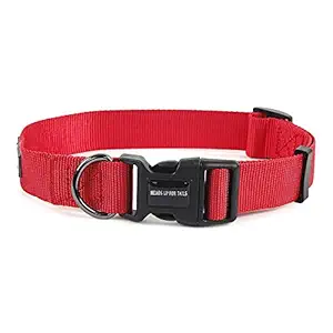 Heads Up For Tails Essentials Nylon Adjustable Dog Collar - Red-XS