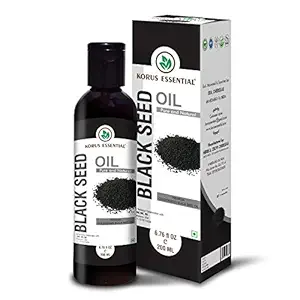 Korus Essential Cold Pressed Black Seed, Kalonji, Nigella Sativa Oil - 200ml For Hair Growth and Hair Fall Control