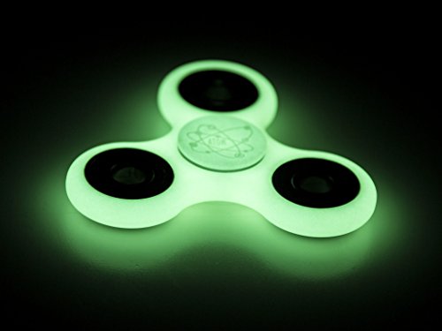 Atom Spinner- Atoms Original Hand held finger Spinner Toy / Fidget Toy perfect for stress relief support focus and concentration. Ideal for students, people with ADHD and fidgets (Glow in the dark)