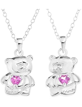 Forever Friends Kinder-Kette 925 Silber Zirkonia Rosé Herzschliff 40 cm - SPFF1