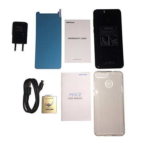 Ulefone MIX2 5,7 Pollici HD+ 18:9 4G Smartphone, Android 7.0 MTK6737H Quad Core 1.3GHz, 2GB RAM 16GB ROM, Dual Fotocamera Posteriore, Fingerprint ID, Dual SIM, 3380mAh Batteria, Nero