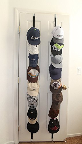 Kammty 2 Packung Sports Ballcap Hut Rack Aufbewahrung / Baseball Cap Halterung / Handtasche Rack Organizer mit 16 (2 x 8) Gap Racks, Hut Sorter Unterstützung bis zu 10KG, schwarz