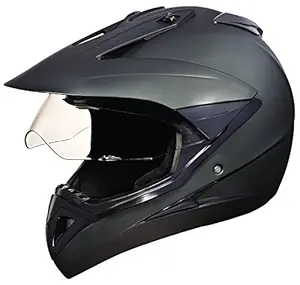 Studds EPS Motocross Plain Full Face Helmet with Plain Visor (Matt Black, x-large)
