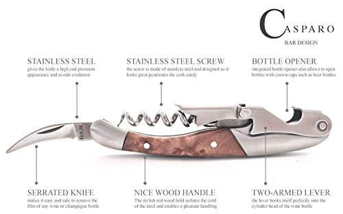 Professioneller Korkenzieher & Flaschenöffner | Sommelier & Laguiole Kellnermesser | Premium Weinöffner | edles Weinzubehör | Casparo Design - 4