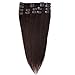 10-22" inches 70g-110g Hair Extensions 100% Real Remy Human Hair Full Head Clip in Straight 8 Pieces Standard Weft (16"-90g, #2 Dark Brown)