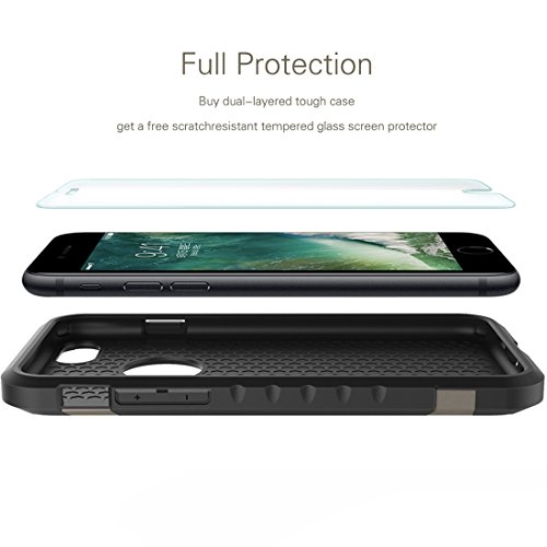 iPhone 7 Case with [Free Screen Protector] Dual Layer Drop Protection Cover Shock-resistant Heavy Duty Rugged Cases for Apple iPhone7 4.7
