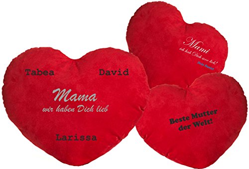 Geschenk zum Muttertag Herzkissen für Mutti individuell gestickt mit Ihrem Text Kissen für Mama