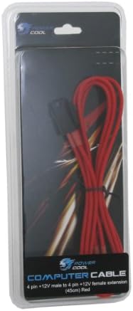 Powercool45cm 4-Pin Male to 4-Pin Female ATX 4-Pin Extension Braided Cable - Red