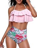 ☀Traje de baño de moda: la parte inferior con estampado floral es muy linda, el traje de baño sexy restaura su confianza en sí mismo, el cabestro sexy muestra su forma encantadora. Es ideal no solo para la playa y la piscina, sino también para fitness, gimnasia y baile.