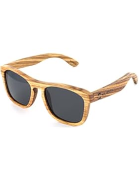 MAJESTIC Holz-Sonnenbrille aus stabilem Zebraholz / Federscharniere / Polarisiert / UV-400 Schutz / Handmade /...