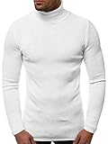 trachtenpullover damen stricken Herren Rollkragenpullover OZONEE Herren Rollkragenpullover Pullover Strickpullover Arbeitspullover Sweater Winterpullover 777/3102SW WEIß XL
