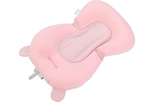 Cryfokt Cuscino del Sedile per Vasca da Bagno per Bambini, Galleggiante Sicuro Tappetino di Supporto per Il Bagno Pieghevole per Neonati Tappetino da Bagno Regolabile Supporto (Orso Rosa)