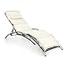 Produktbild blumfeldt Intermezzo • Sonnenliege • Relaxliege • verstellbare Rückenlehne und Armauflagen • 5 cm PU-Polsterung • Aluminium • wasserresistent • Kopfkissen mit befestigbarem Spanngurt • Creme