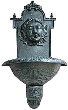 Wall Fountain Garden Water Feature Cascade Outdoor Cast Iron Green Mounted