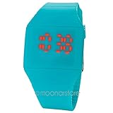 GEZICHTA Fashion Sports Uhren LED Touch Display Silikon Digital Display superdünn Gummi Armbanduhr Unisex für Erwachsene Kinder, hellblau