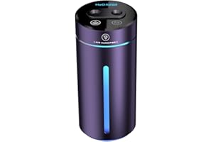 BLISSFULABODE Diffusori per aromaterapia per auto, umidificatore per auto, ricarica USB, mini diffusore di oli essenziali con luce d'atmosfera, per auto, ufficio, casa (viola)