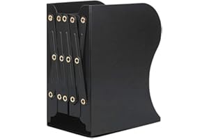 JUVEL Sujetalibros, Sujeta Libros Telescópicos de Metal Organizador de Escritorio Extensible Apoya Libros para Oficina, Escuelas, Decoración Del Hogar (Negro-grande)