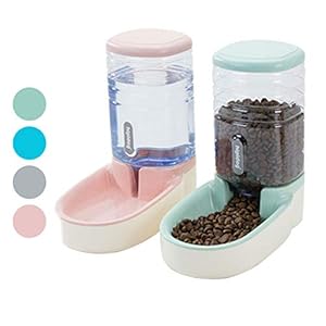 Ulofpc Alimentadores automáticos Fuentes de Agua Potable Tazones para Perros Ollas para Gatos Alimentación de Agua Tambores de Almacenamiento de Alimentos