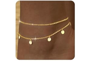 ZHESHY Pulseras Tobilleras Plata Dorado para Mujeres Multicapa Tobillera 18 Quilates con Corazón Cruz Cuentas Ajustable Impermeable Moda Joyería Tobilleras Verano Playa para Mujeres y Niñas Regalos