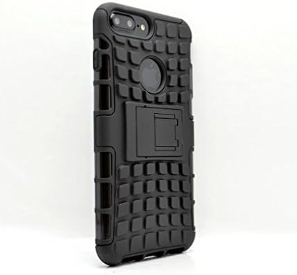 Iphone 7 Plus Rigid Black Shock Absorber Brick back case cover with tempered glass film screen protector