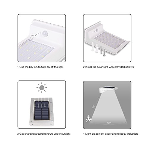 Panpany LED Leuchte großes Solarlicht Wasserdicht Außenbeleuchtung extrem hell Gartenlicht Bewegungssensor mit hoher Reichweite als Sicherheitsbeleuchtung für Wand oder Wege - 5