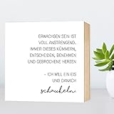 Erwachsen sein ist voll anstrengend - lustiges Holzbild 15x15x2cm zum Hinstellen und Aufhängen, echter Fotodruck mit Spruch auf Holz - schwarz-weißes Wand-Bild Aufsteller Holz-Schild Wandschild Holzdeko zur Dekoration im Büro und Daheim oder als Geschenk Mitbringsel Geschenkidee zum Umzug Einzug Geburtstag Hochzeit für Freundin Mutter Schwester Familie ... Poster Kunst-Druck Home Deko