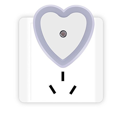 Nachtlicht, FIDEA night Licht 0.5W Plug in LED Nachtlicht Lampe mit Sensor, mit automatischer Dämmerung bis Dämmerung Lichtsensor, weiß, 4er Pack (Herz) - 6