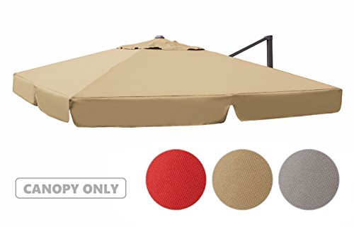 Preisvergleich Produktbild Sekey Sonnenschirm / Marktschirm / Gartenschirm / Terrassenschirm / Ampelschirm / Kurbelschirm Bespannung Ink. Air Vent für interpara Sonnenschirm (3 x 3m),beige,Quadratisch,UV50