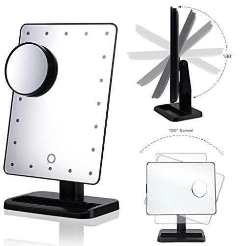 Lmeison Touchscreen-Schminkspiegel mit 20 LED-Leuchten, mit abnehmbarem Vergrößerungsspiegel (zehnfache Vergrößerung) - 5