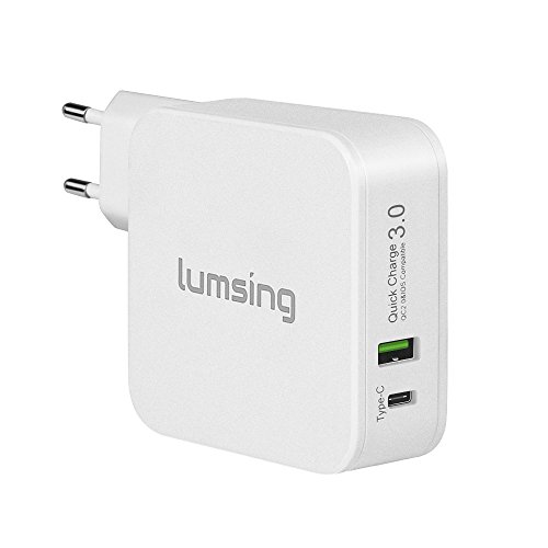 Lumsing Dual Port Quick Charge 3.0 und Typ-C Wandladegerät für Apple Macbook, Google Nexus 6P, HTC 10, Galaxz S7, LG G5 und andere Geräte(Weiß)