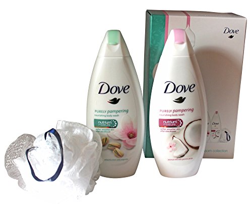 Dove Ever Blossom 3-Pc Gift Set: 2x250ml Purely Pampering Duo Body Wash & Shower Puff