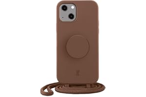 JE JUST ELEGANCE PopSockets x Just Elegance iPhone Hülle - Necklace Case - Handyhülle kompatibel mit iPhone 14 6,1" - iPhone Schutzhülle mit Abnehmbarer Kordel und Fingerhalter (Brown Sugar)