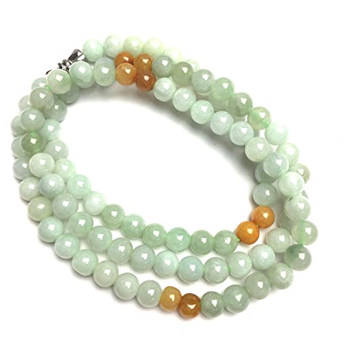 Collier en perles naturelles de jade - Vert jaune - 50,8 cm - Bijou pour mère
