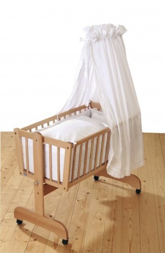 Preisvergleich Produktbild Alvi Pendelwiege Sina Buche natur Komplettangebot Teddy Romantik weiß