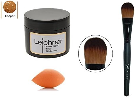 Leichner Camera Clear Tinted Foundation 30ml - COPPER + LyDia® Black Foundation, Concealer Makeup Brush F-010 + FREE LyDia® Mini Beauty Sponge Blender