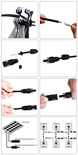Pasway 6 Paare MC4 Stecker + Buchse für 4-6mm² Leitungen männlich / weiblich Doppeldichtung Ringe Wasserdichte - 7