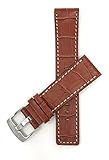 Leder Uhrenarmband 28mm für Herren, Hellbrun, mit Naht, auch verfügbar in schwarz und braun