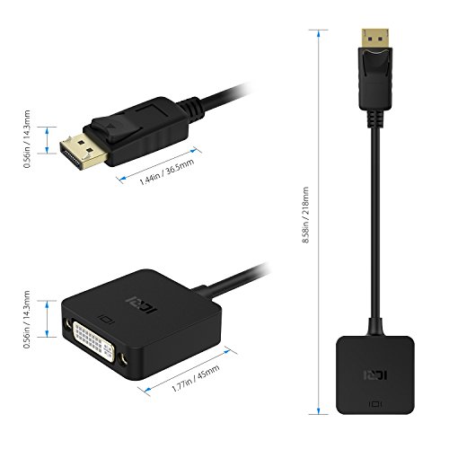 ICZI DisplayPort (DP) auf DVI Adapter mit anti-interference magnetischer ring, vergoldet Stecker, 1080P, Konverter Male zu Female für Grafikkarten, PC und Apple und Mehr (Schwarz) - 6