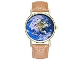 ADream Erde Blue Planet Leder Classic Style Damen Herrenuhr für ihn Ihr Geschenk