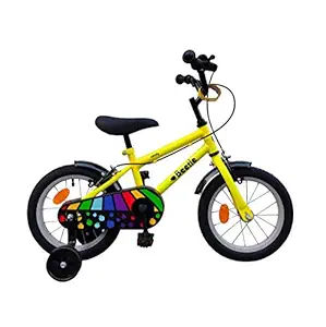 Beetle Candy, 14T Kids Cycle with Support Wheels, for 4-6 Year Old Boys and Girls, Height: 2.5 feet to 3.5 feet. Vibrant Yellow, Single Speed Bike (Frame: 9 Inches)