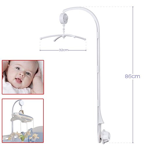 [Upgraded Version] VicTsing Baby Crib Mobile Bed Bell Holder Arm Bracket + Wind-up/Auto Music Box - Without Toys