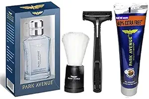 Park Avenue Shaving Kit With Good Morning After Shave Lotion 50ml + CLASSIC Shaving Cream 84g + Shaving Brush + Razor (4 Items in the set)