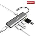 Produktbild Lenovo USB C Hub, 7 in 1 Type C Adapter mit USB C Ladeanschluss, 4K HDMI, SD/TF Kartenleser, 3 USB 3.0 Anschlüsse kompatibel für USB C Geräte